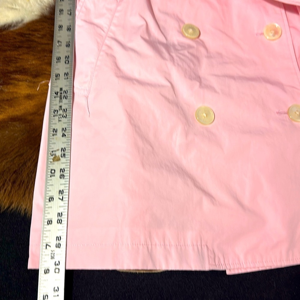 Lauren Ralph Lauren Trench Coat Petite Sz PS Pink Double Breasted Belted Jacket - Picture 5 of 6